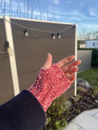 Mitaines roses en velours